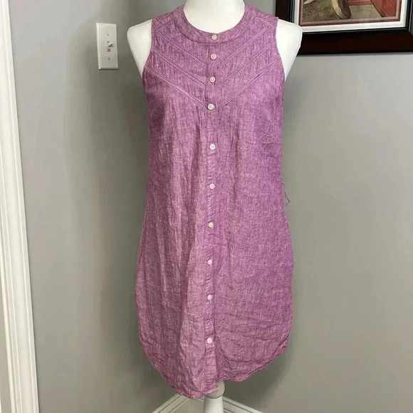 UNTUCKit Dresses & Skirts - Untuckit For Her Linen Keeley Shirt Dress Size 12 Purple Pockets Button Front